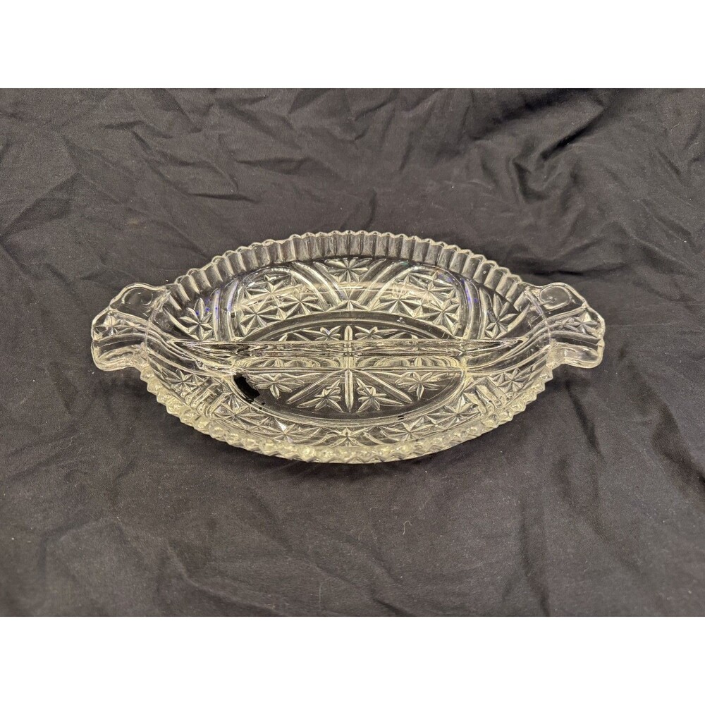 Vintage Anchor Hocking Glass Oval Relish Dish